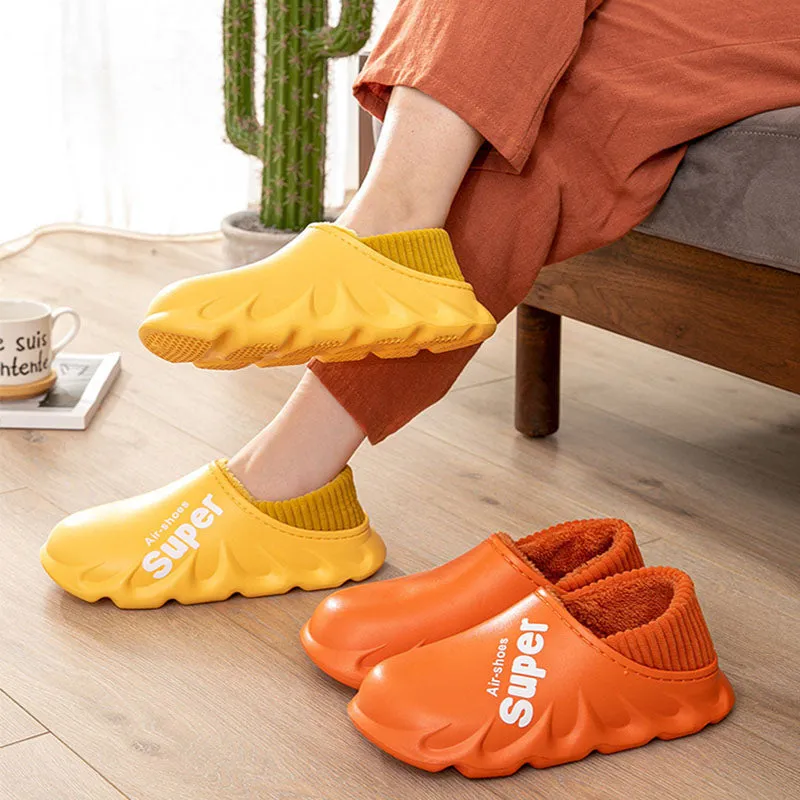 Home Slippers Clogs EVA Waterproof Warm Plush Indoor Shoes Couple Shoes | Brodtica.com