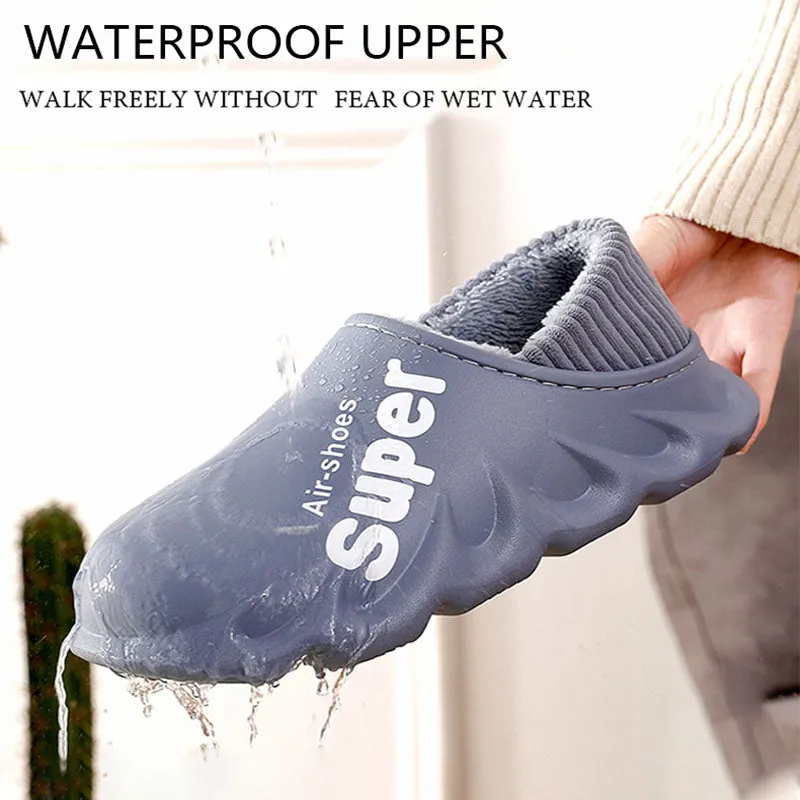 Home Slippers Clogs EVA Waterproof Warm Plush Indoor Shoes Couple Shoes | Brodtica.com