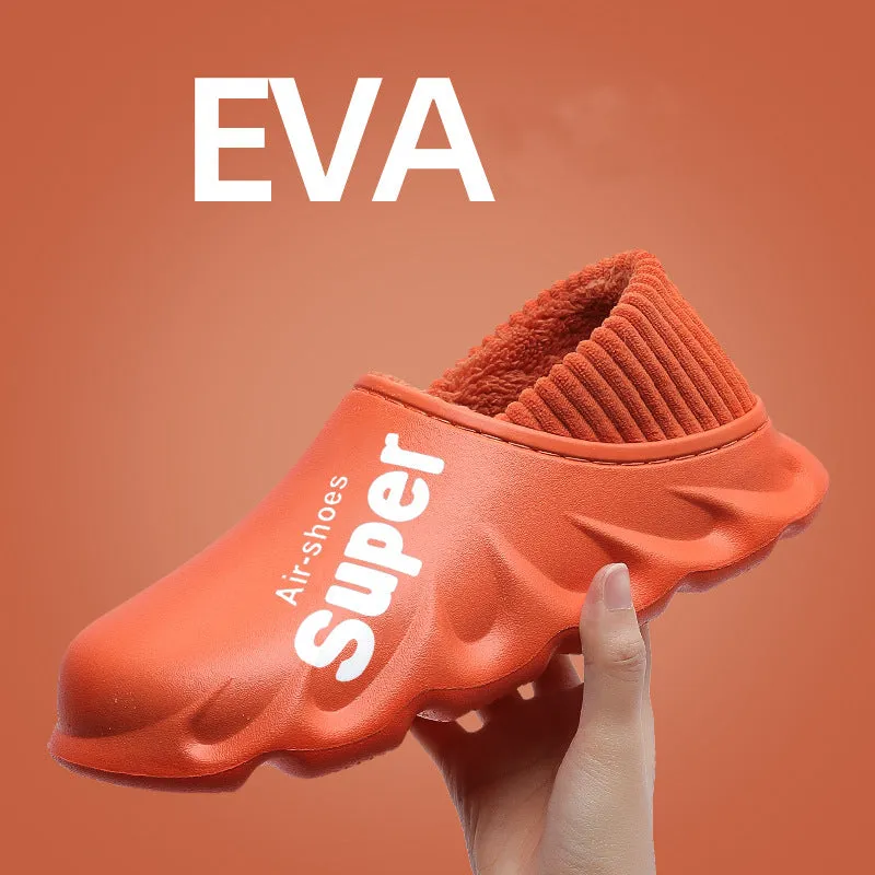 Home Slippers Clogs EVA Waterproof Warm Plush Indoor Shoes Couple Shoes | Brodtica.com