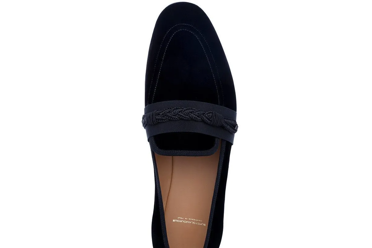 HONORÉ VELOUR BLACK SLIPPERS