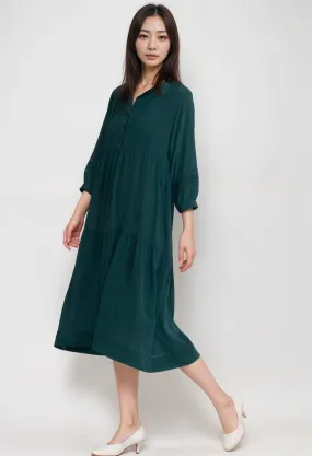 Johnny Was Calme Henley Long Sleeve Tiered Dress O31089 Boho Chic