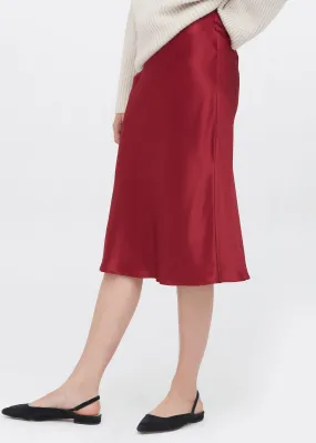 Knee-Length Hips-Wrapped Silk Skirt