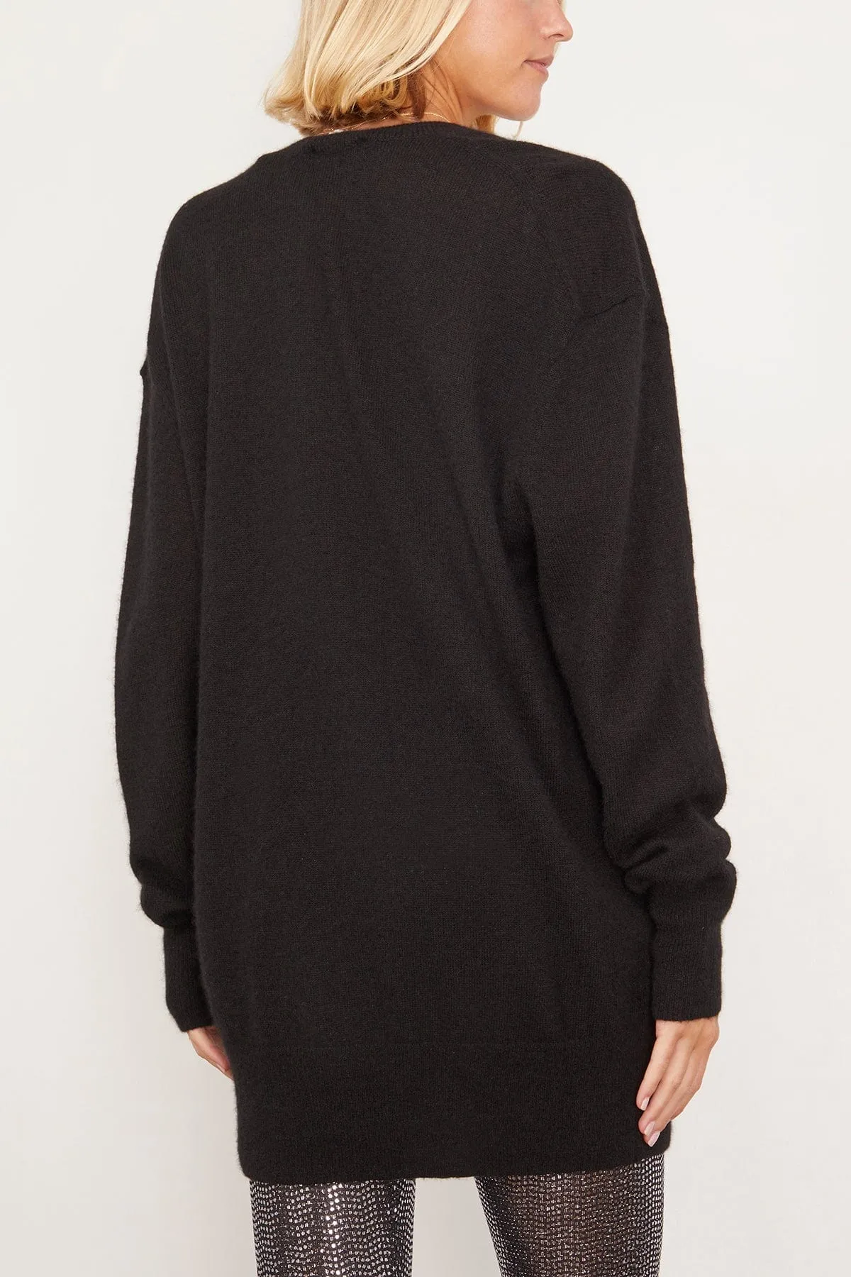 Larana Oversized V-Neck Sweater in Black