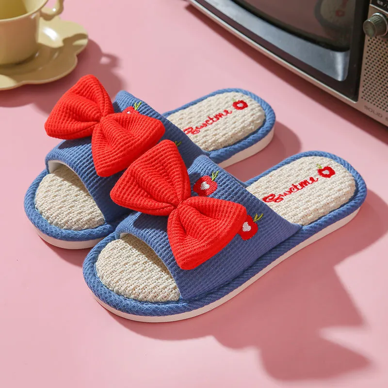 Lovely Women High Linen Slippers With Thick Soles