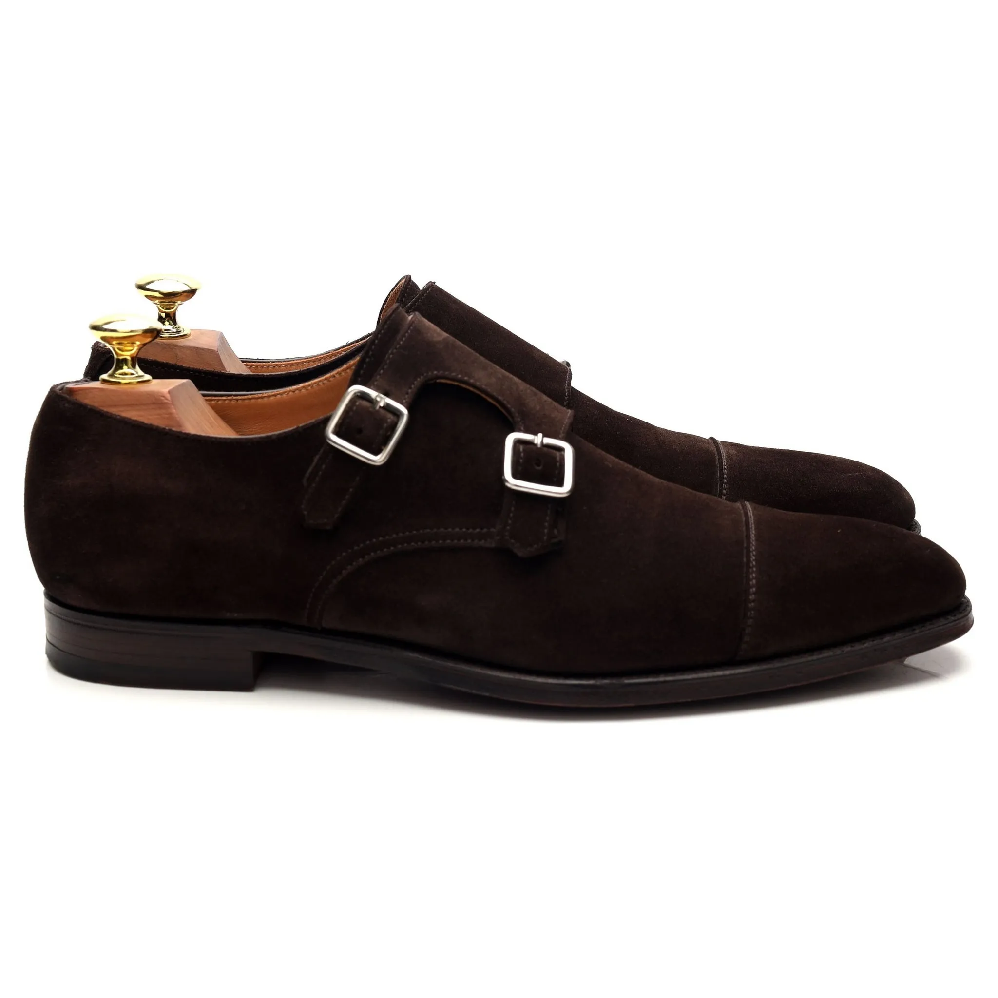 'Lowndes' Dark Brown Suede Double Monk Strap UK 7.5 E