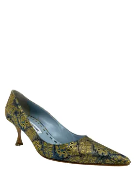 Manolo Blahnik Paisley Satin Tradimod Pumps Size 8