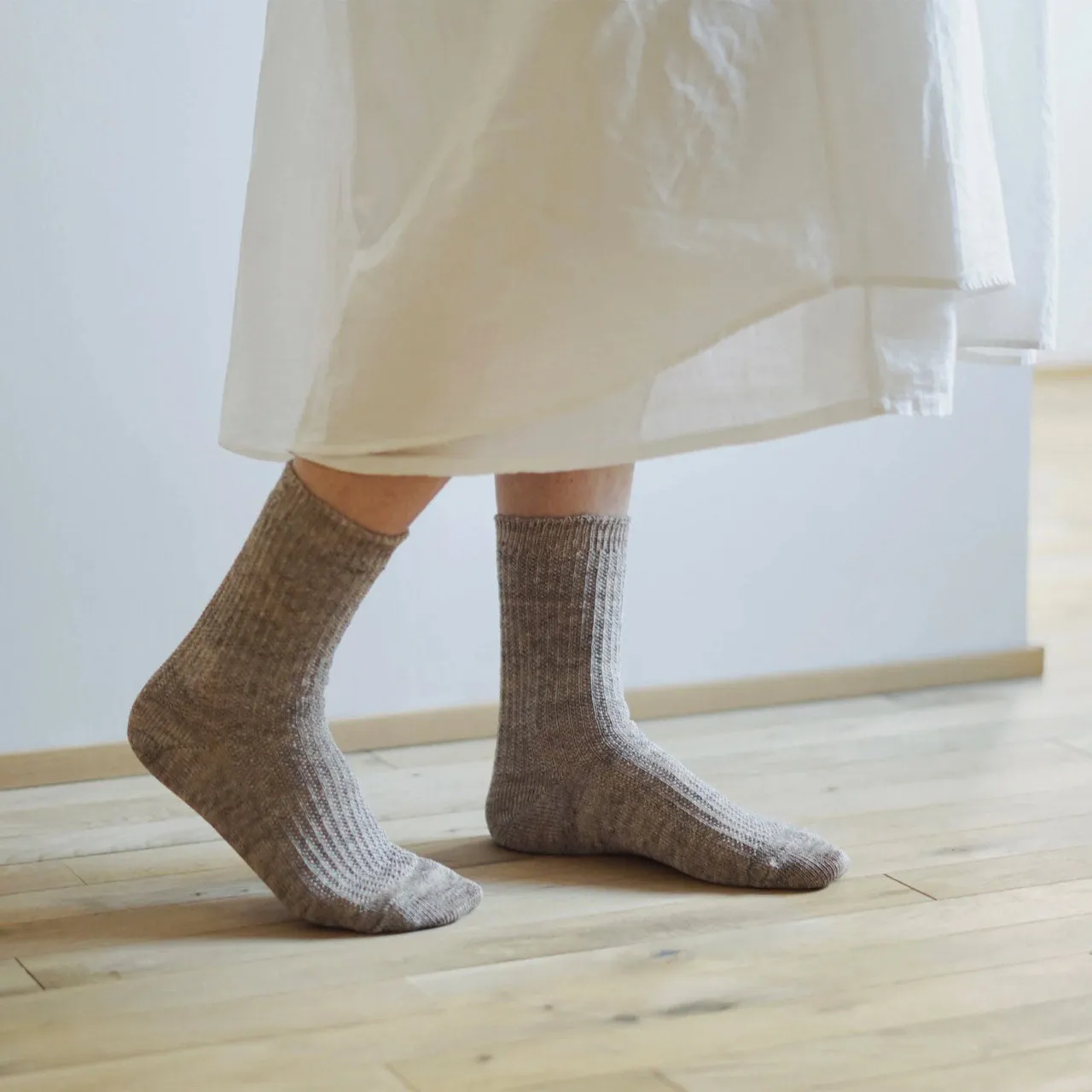 Memeri Ribbed Socks - Linen (Adults)