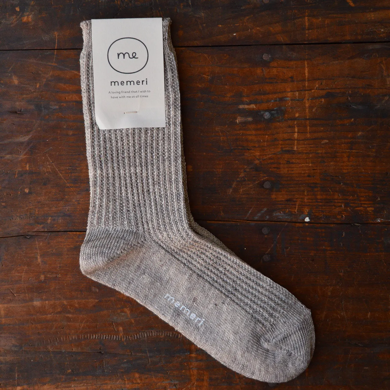 Memeri Ribbed Socks - Linen (Adults)