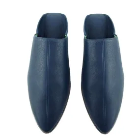 Men Moroccan Slipper in Navy Blue Leather