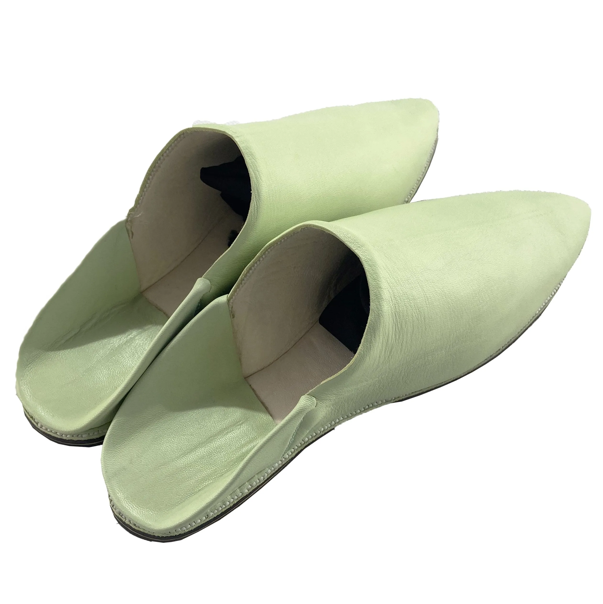 Men Moroccan Slipper in Pistachio Green Leather