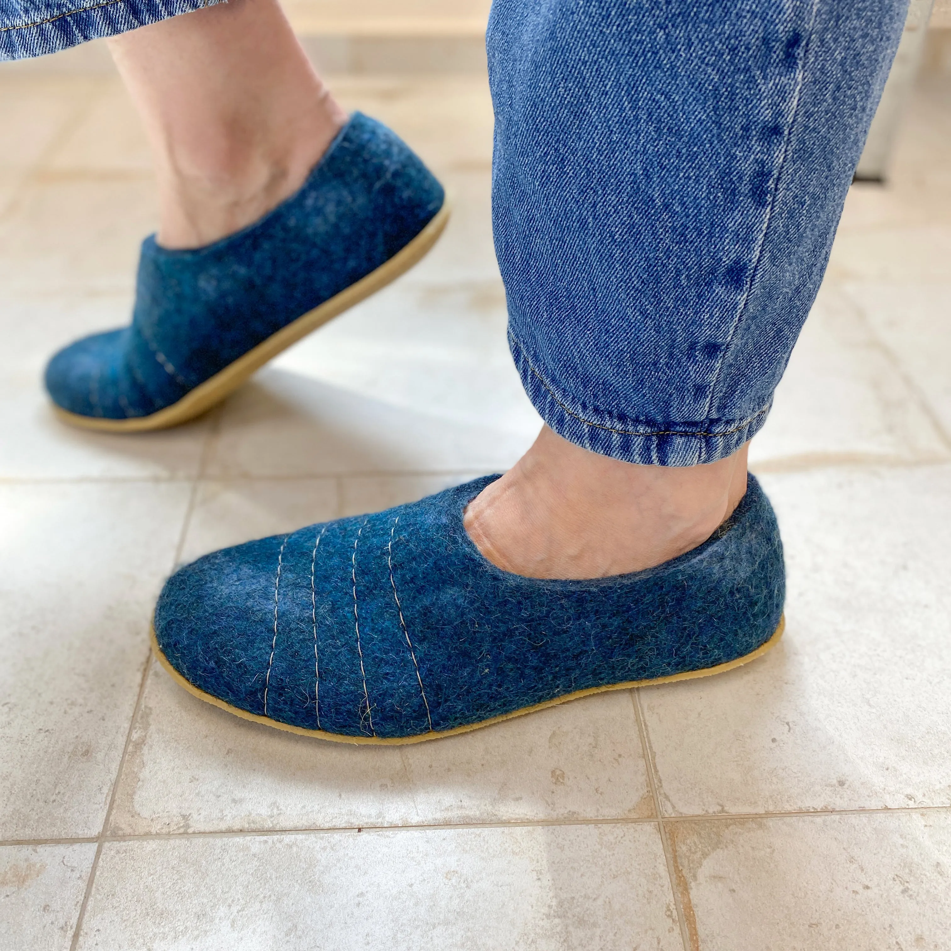 Men's Classic Wool Slippers - Turquoise Mix