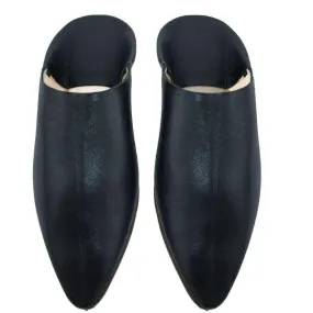 Men's Moroccan Slipper in Black Leather