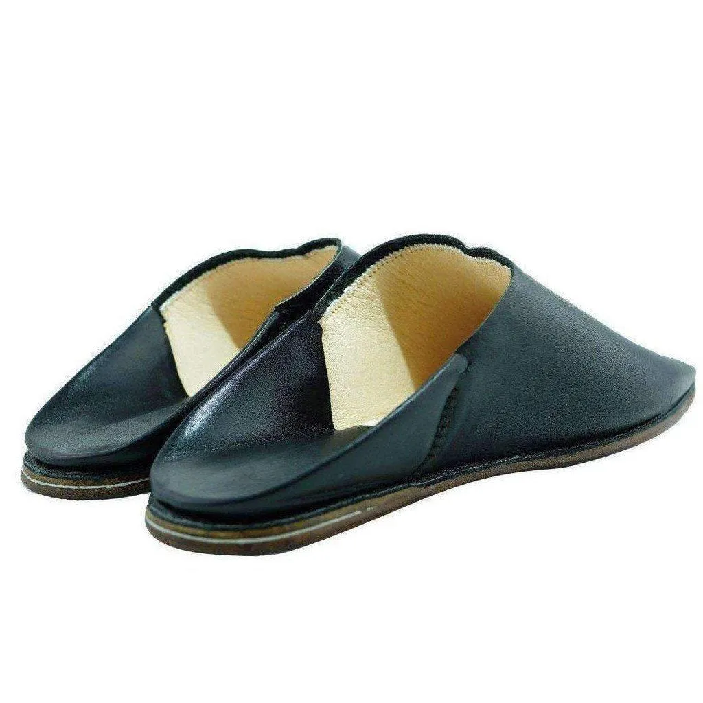 Men's Moroccan Slipper in Black Leather