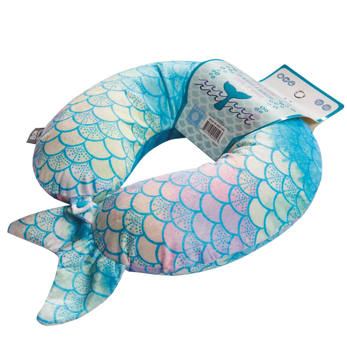 Mermaid Tail Memory Foam Travel Neck Pillow - Cyan