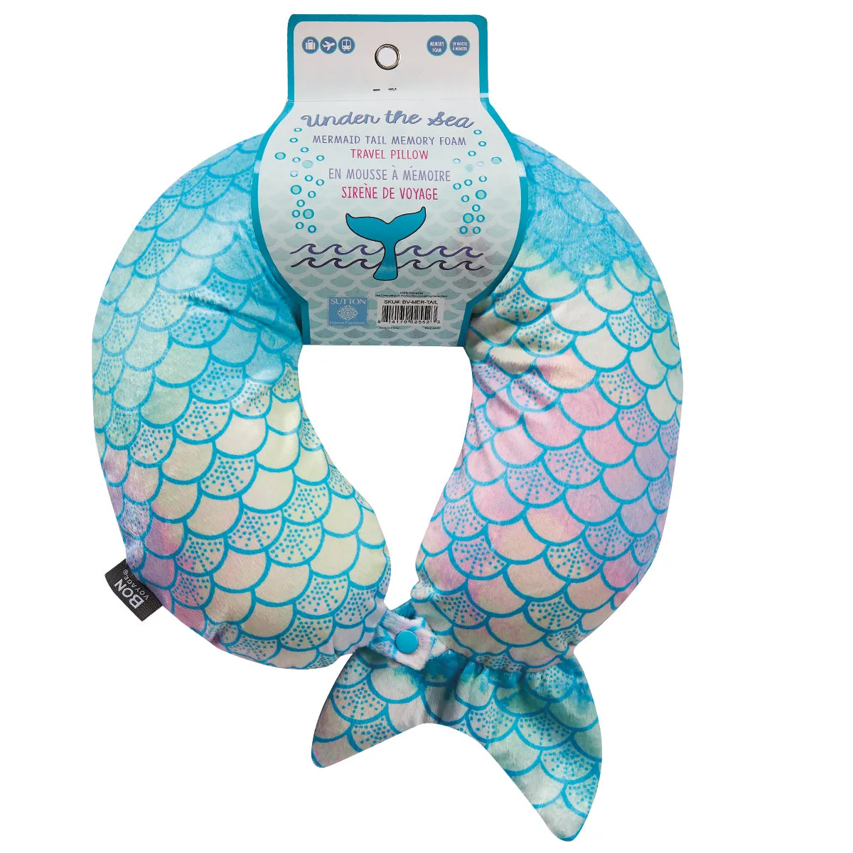 Mermaid Tail Memory Foam Travel Neck Pillow - Cyan