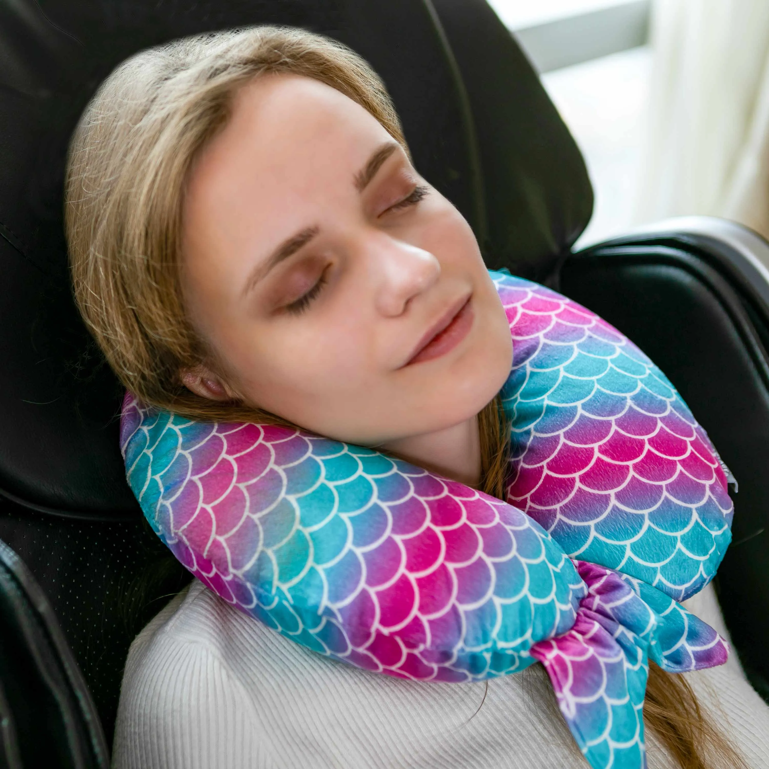 Mermaid Tail Memory Foam Travel Neck Pillow - Pink