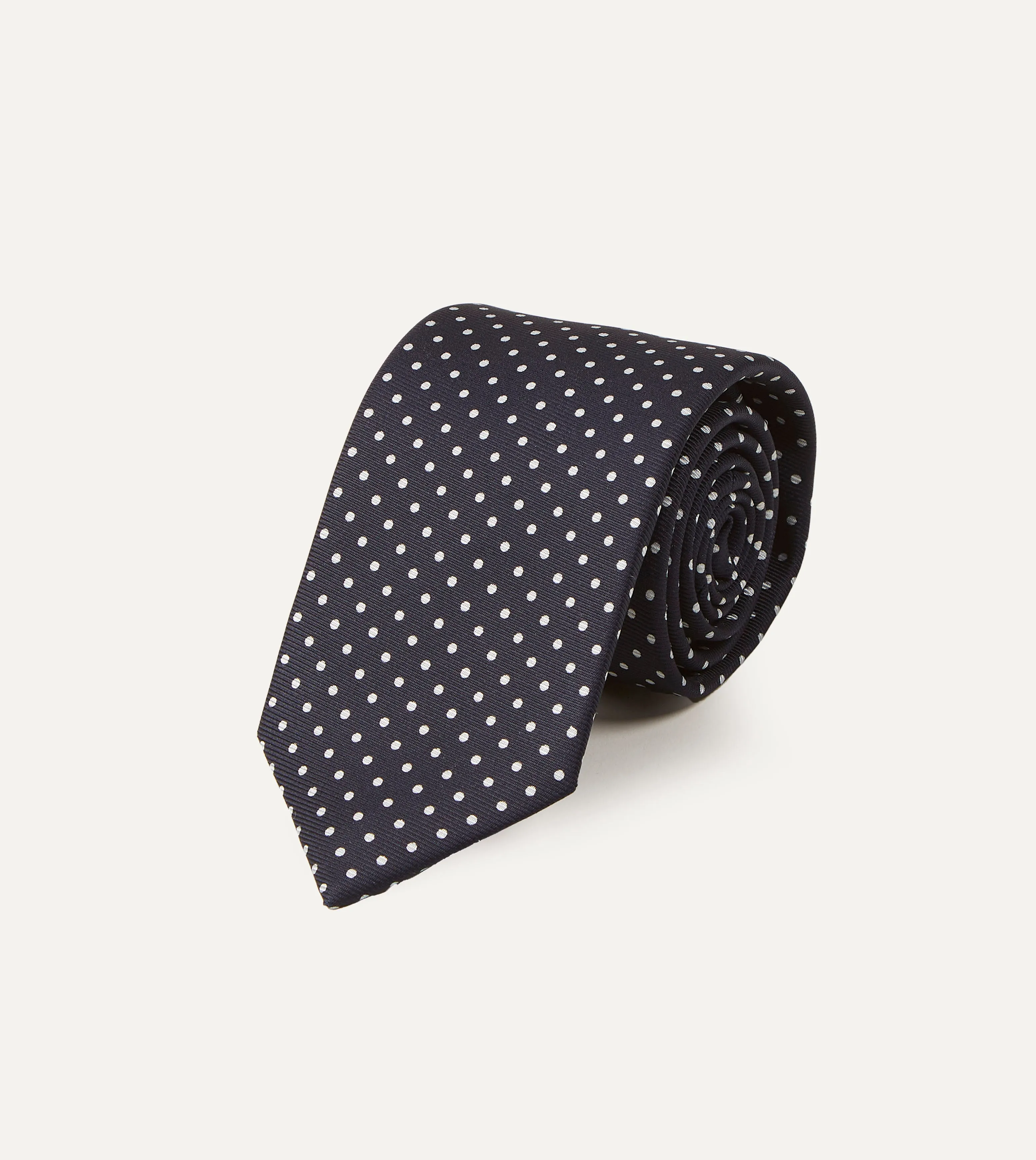 Navy Small Dot Silk Tipped Tie