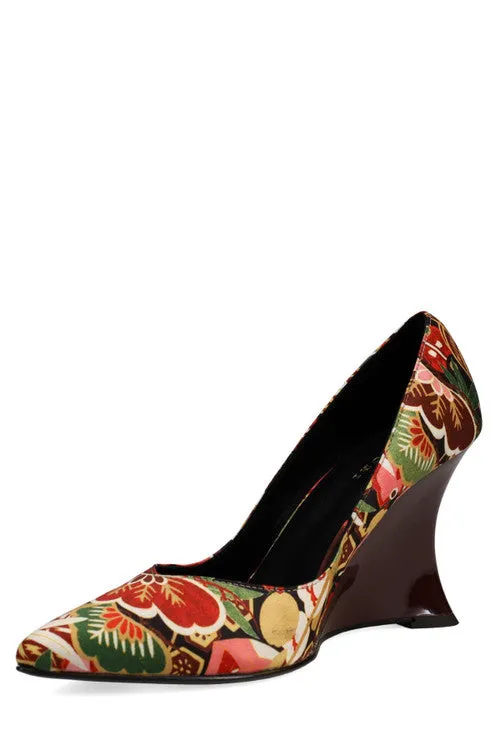 Nori Ikebana Silk Wedge Pump