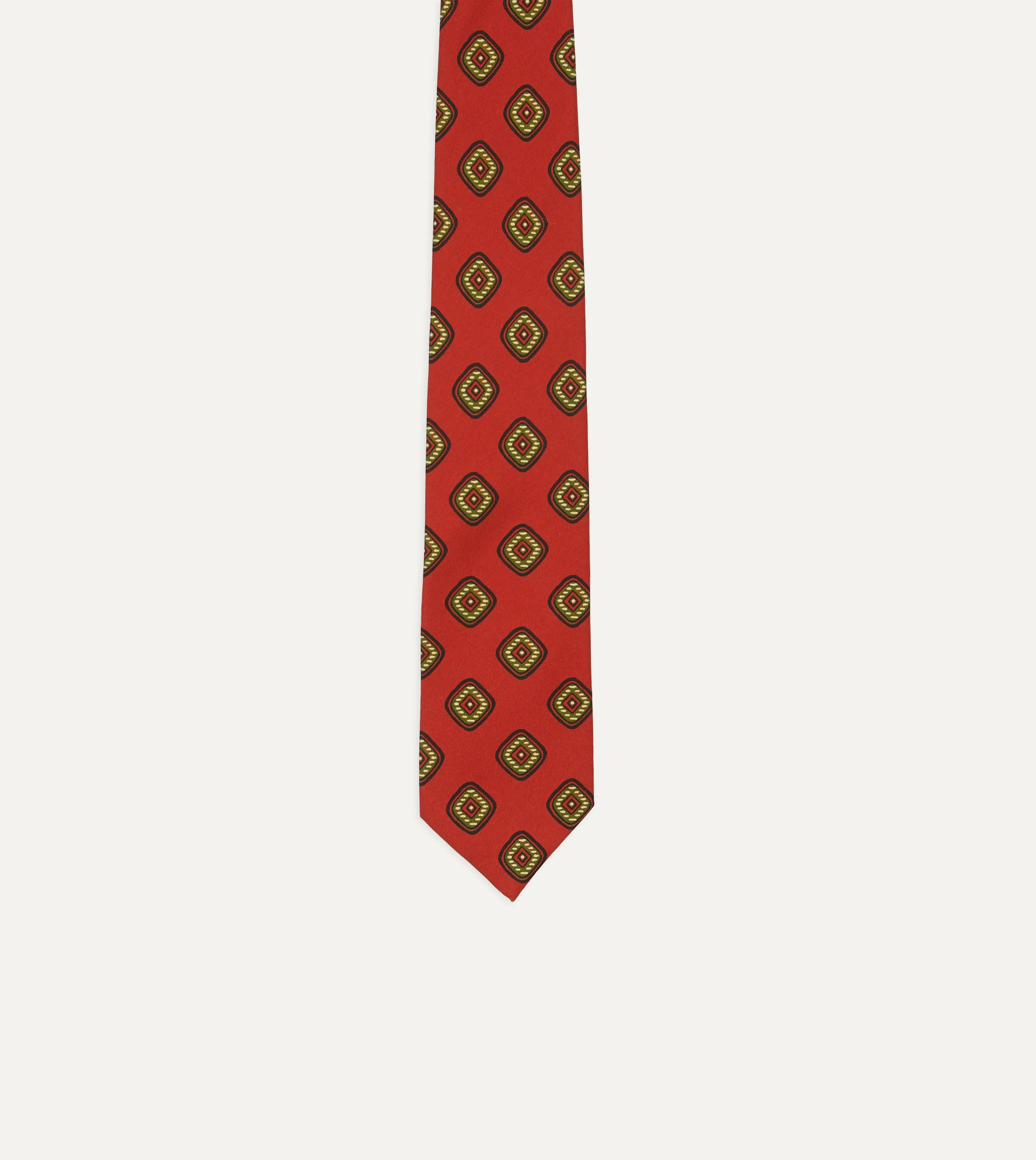 Orange Tile Print 36oz Madder Silk Self Tipped Tie