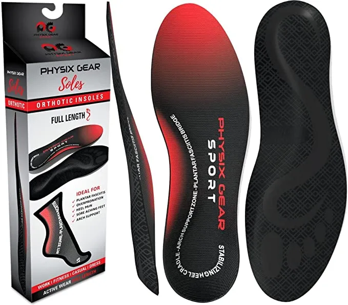 Physix Gear Full Length Orthotic Inserts with Arch Support