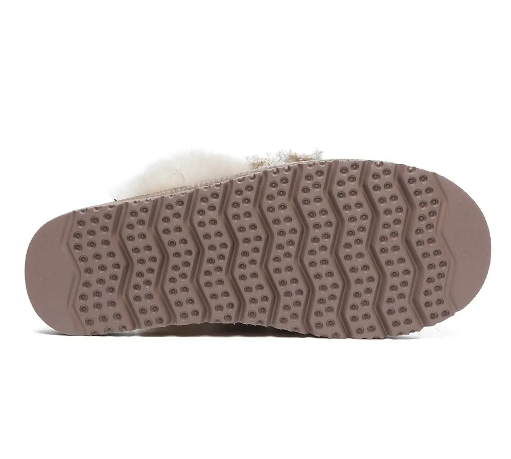 Premium Sheepskin Bow Slipper Women Barbra