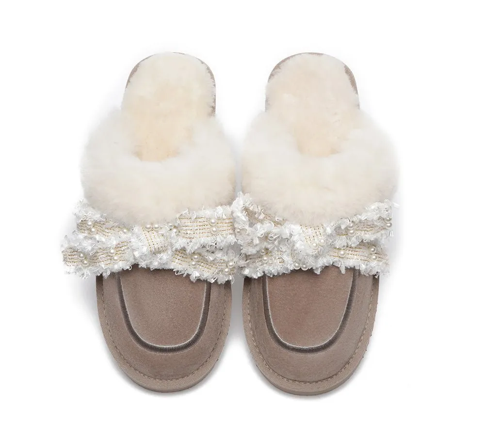 Premium Sheepskin Bow Slipper Women Barbra