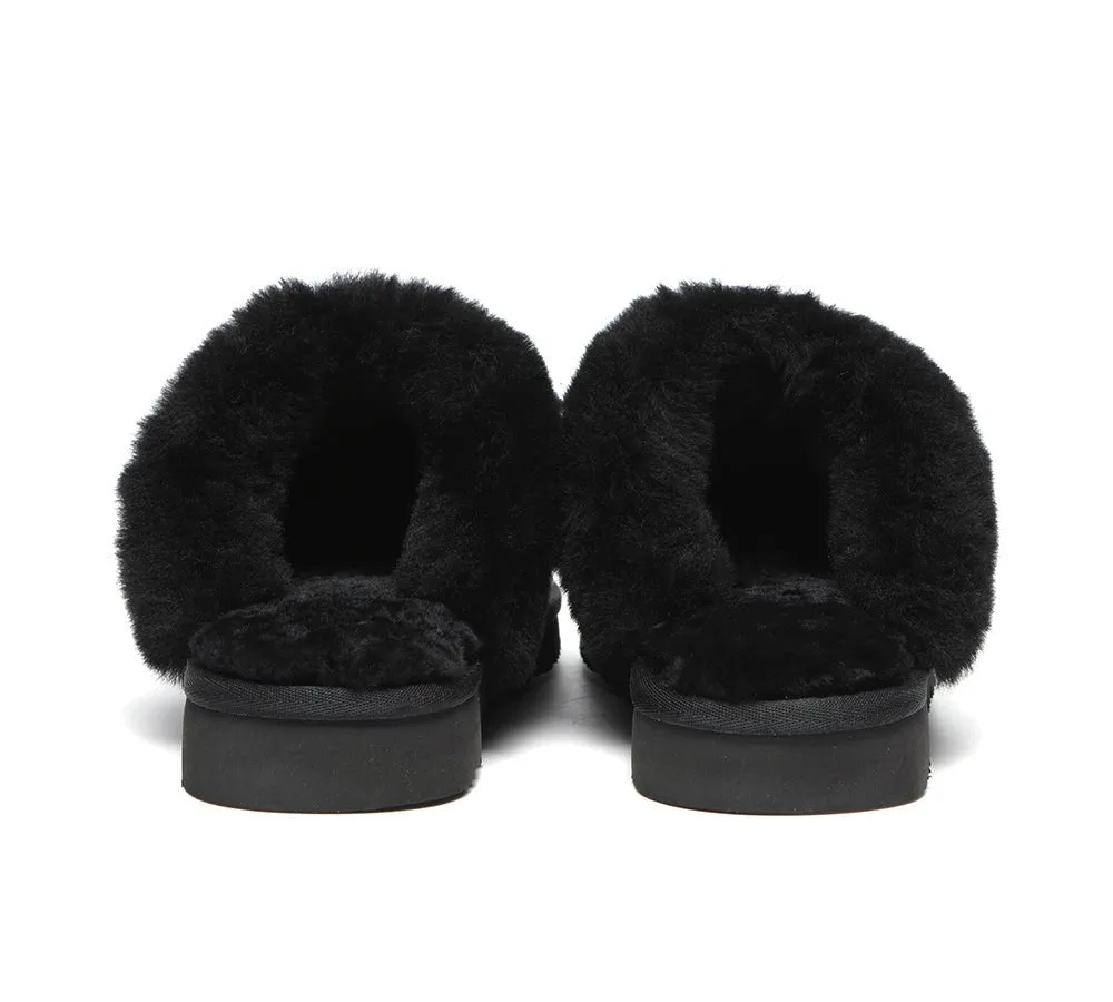 Premium Sheepskin Bow Slipper Women Barbra