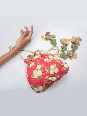 Rosa Rani Pink Embroidered Potli Bag