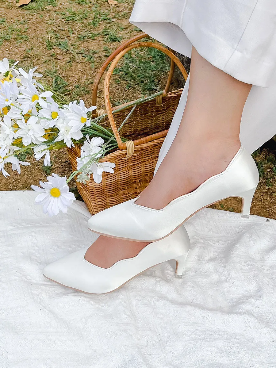 Satin Scallop Pumps