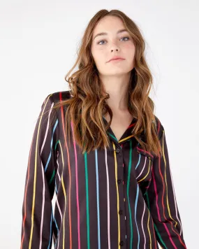 Silk Long Sleeve Leisure Shirt - Disco Stripe