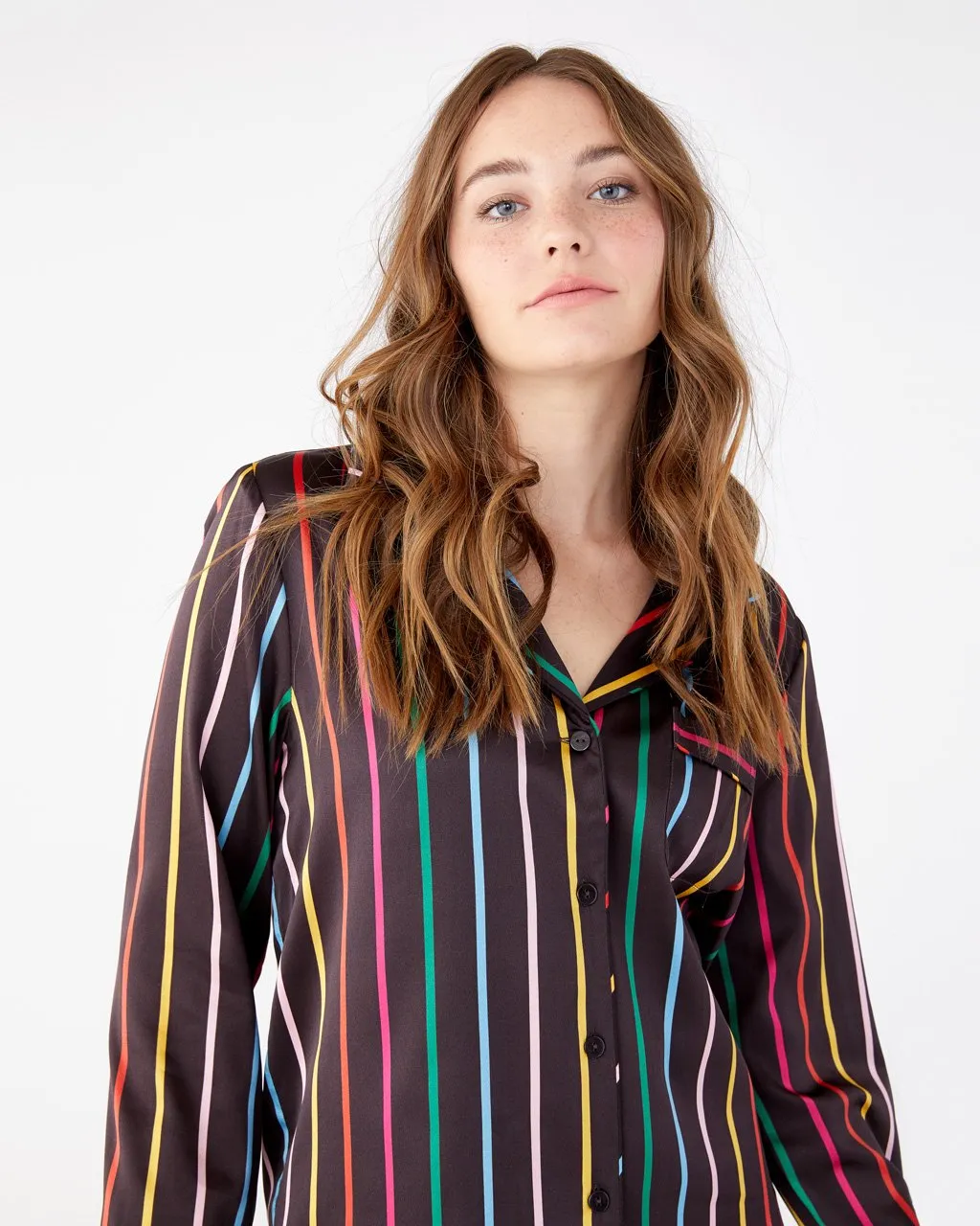 Silk Long Sleeve Leisure Shirt - Disco Stripe