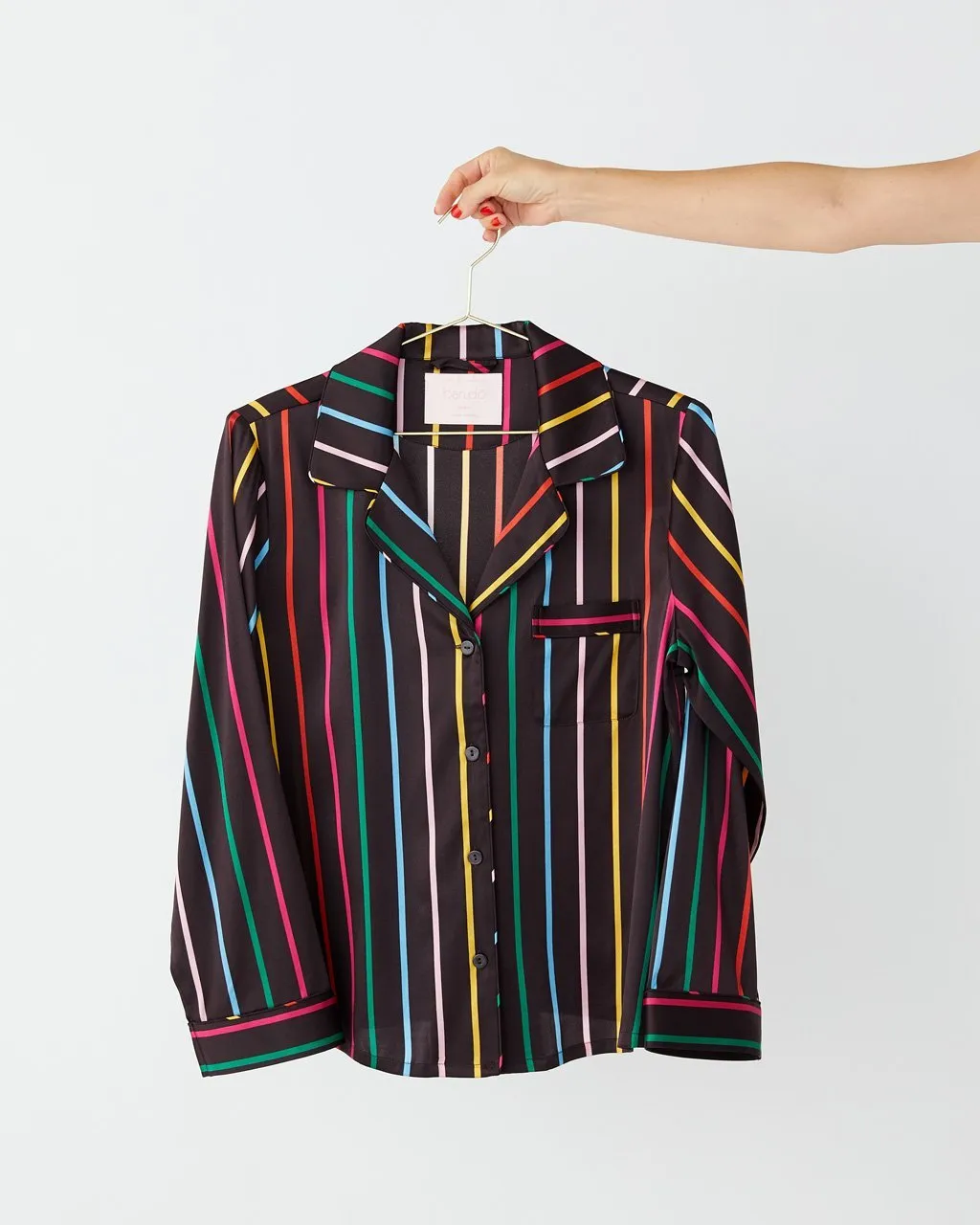 Silk Long Sleeve Leisure Shirt - Disco Stripe