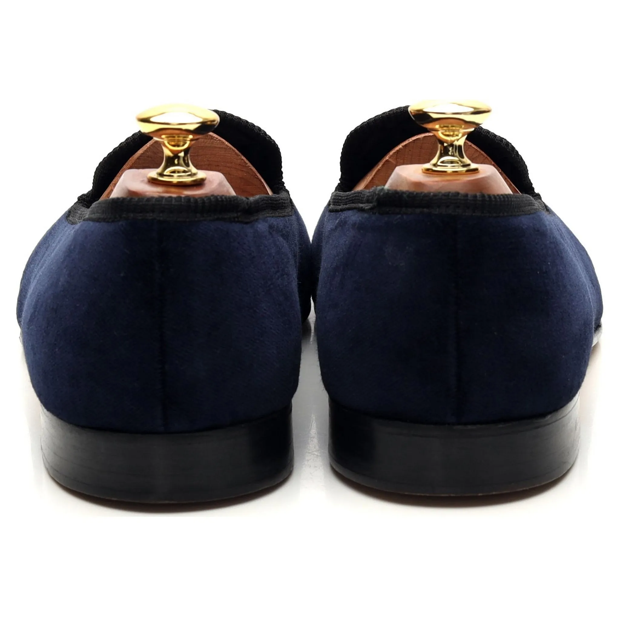 'Skull & Crossbones' Navy Blue Velvet Slippers UK 9.5