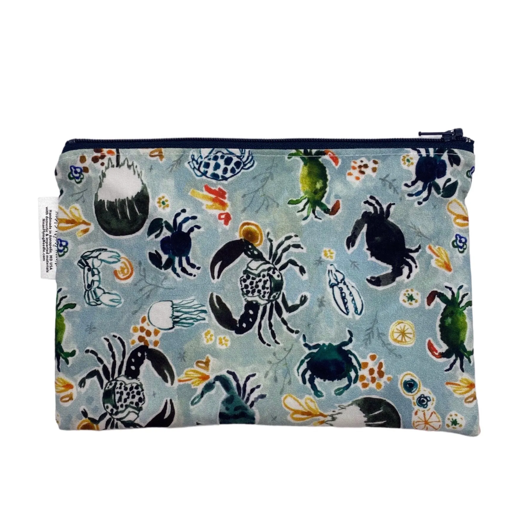 Snack Sized Reusable Zippered Bag Crabs Maryland Blue