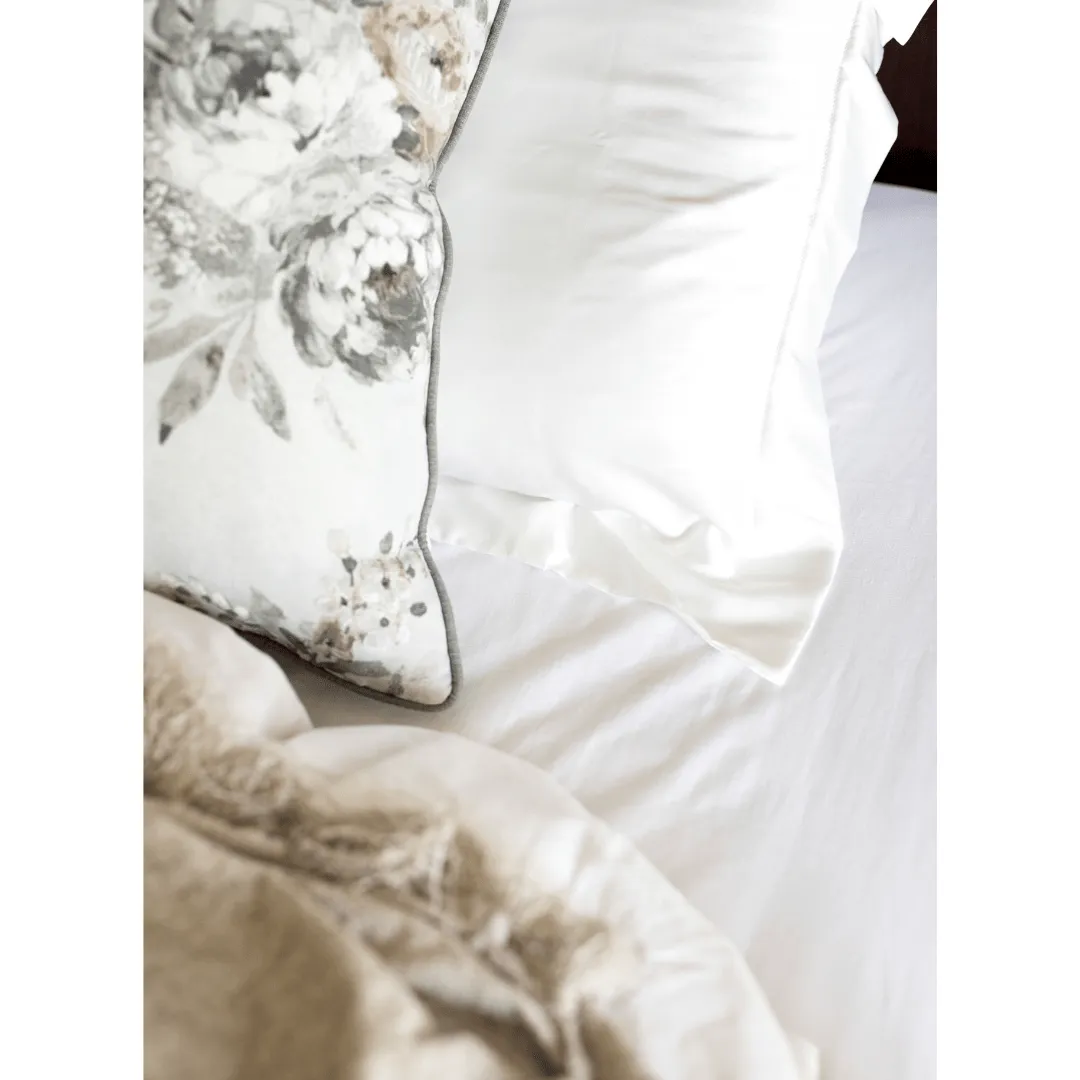 Soft Oxford Satin Pillowcase -Ivory White