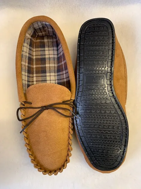 Suede Tartan lined Moccasin with Hard Sole | Mike