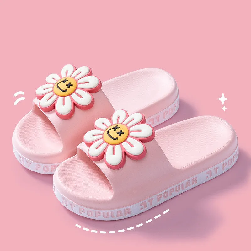 Summer Flower Slippers Women New Fashion Letter Garden Shoes Indoor Anti-Slip Floor Bathroom Bathing Home Slipper