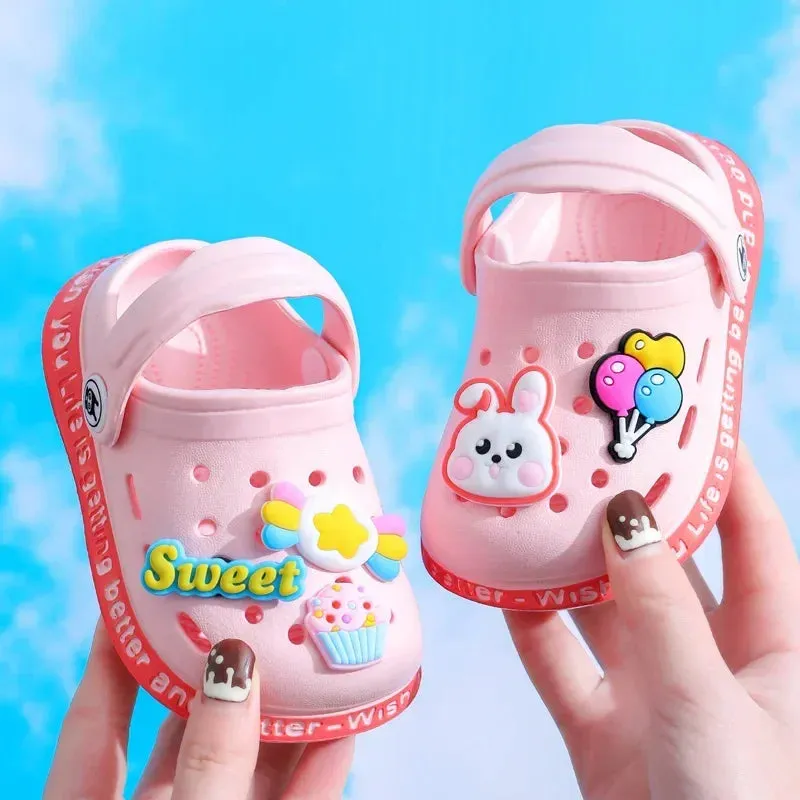 Summer Kids Sandals Children Hole Shoes Slippers Soft Non-slip Cartoon DIY Design Beach Sandy Slipper Shoe for Boys Girls