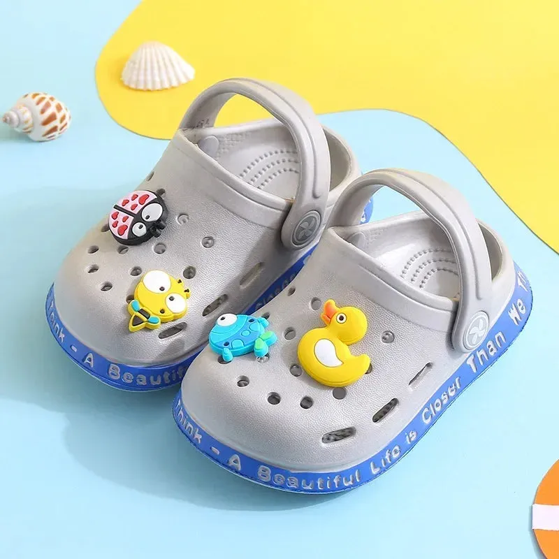 Summer Kids Sandals Children Hole Shoes Slippers Soft Non-slip Cartoon DIY Design Beach Sandy Slipper Shoe for Boys Girls