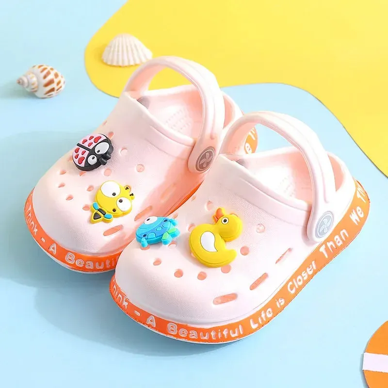 Summer Kids Sandals Hole Children's Shoes Slippers Soft Anti-Skid Cartoon DIY Design Hole Baby Shoes Sandy Beach For Boys Girls