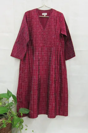 Surkh Checkerboard Silk Ikat Kurta