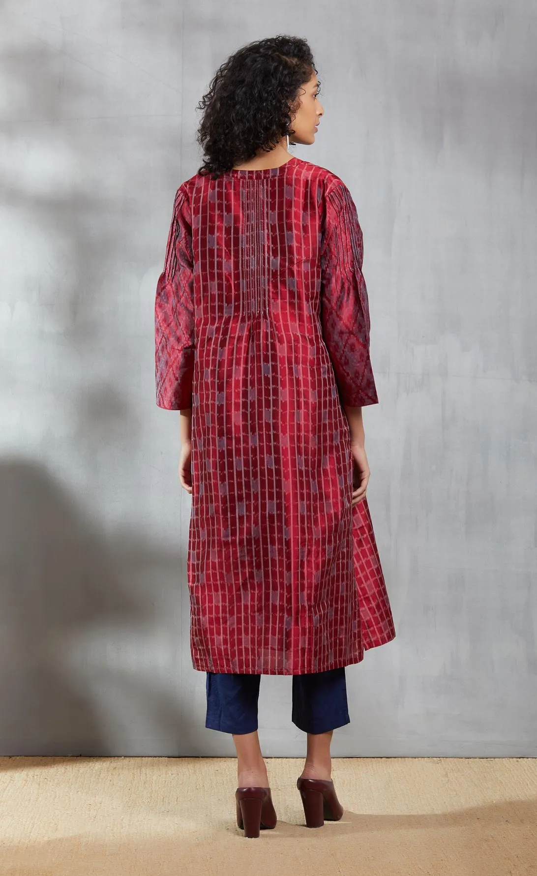 Tahira Checkerboard Silk Ikat Kurta