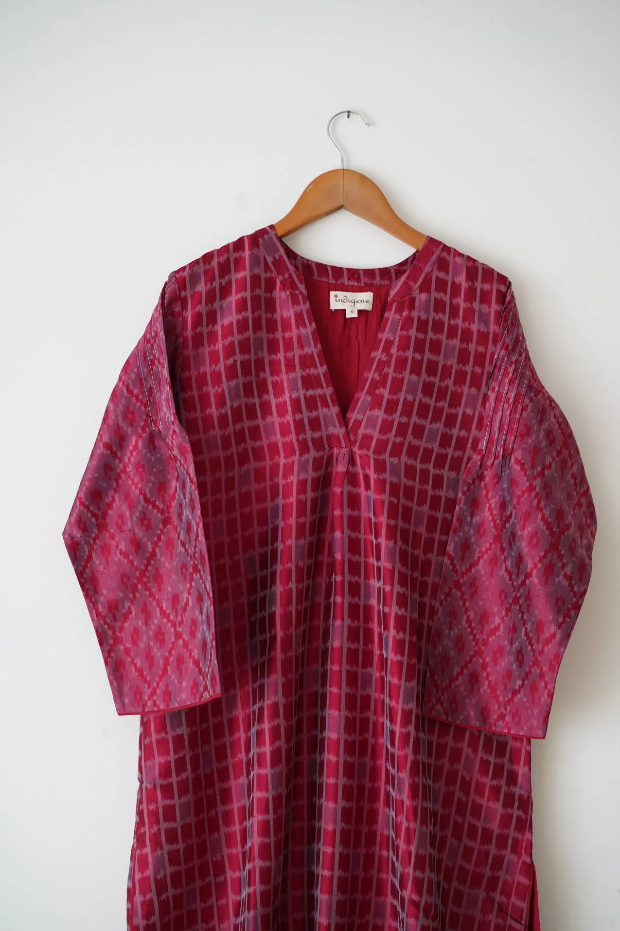 Tahira Checkerboard Silk Ikat Kurta