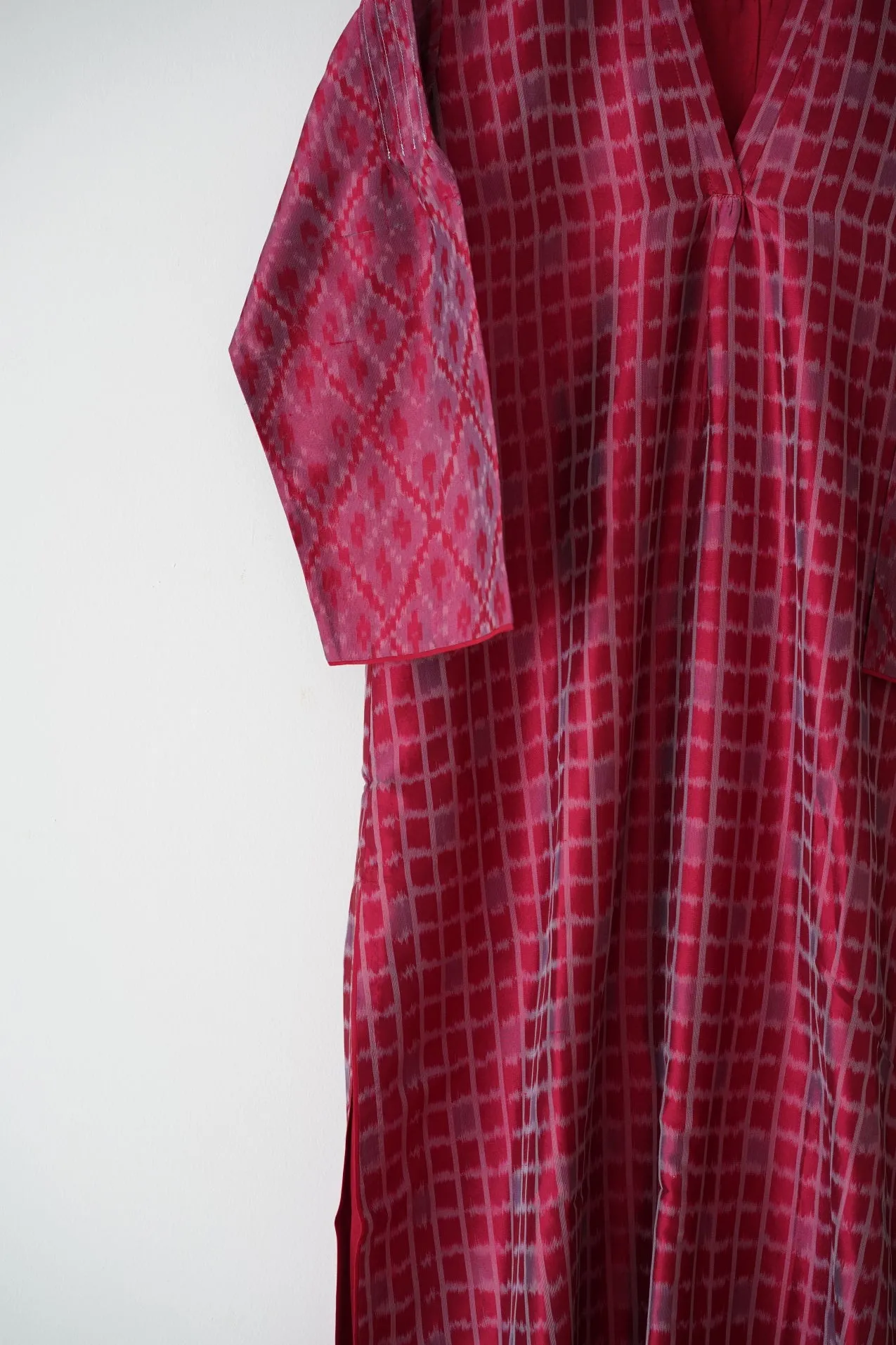 Tahira Checkerboard Silk Ikat Kurta