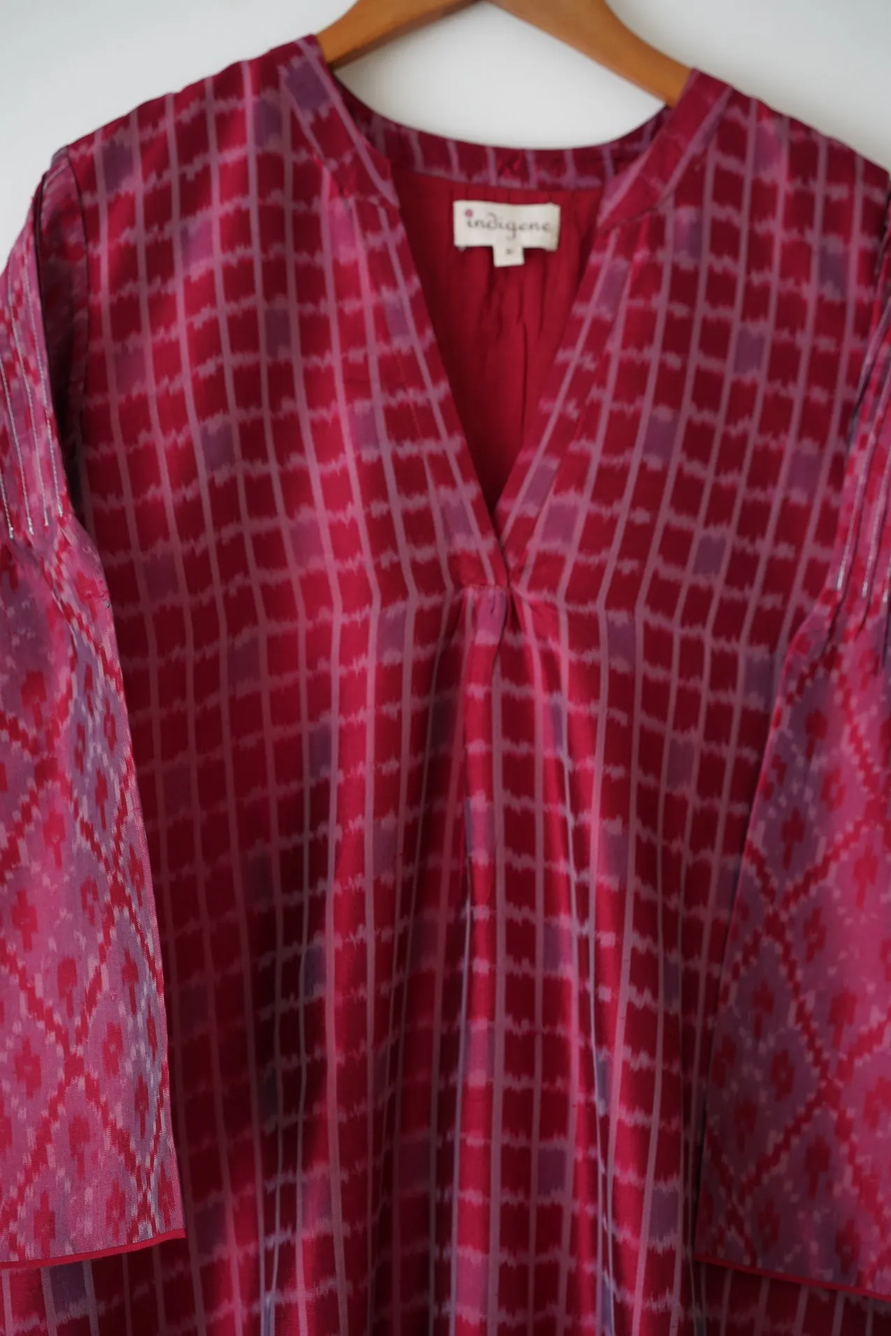 Tahira Checkerboard Silk Ikat Kurta