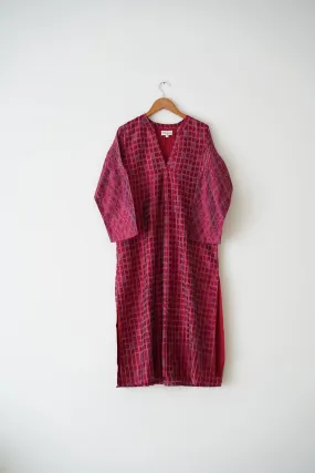 Tahira Checkerboard Silk Ikat Kurta