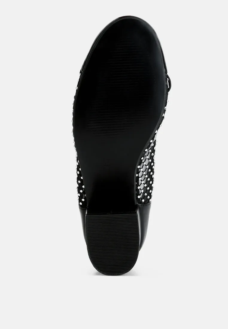 Tudum Rhinestone Detail Mesh Ballerinas