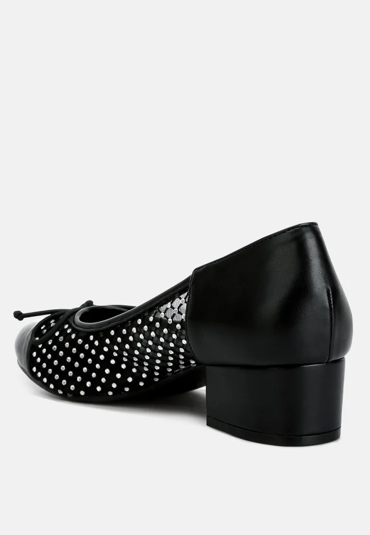 Tudum Rhinestone Detail Mesh Ballerinas