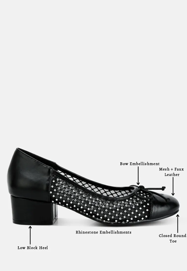 Tudum Rhinestone Detail Mesh Ballerinas