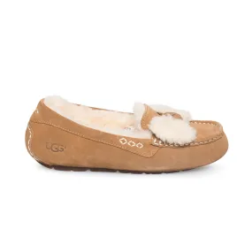 UGG Ansley Fur Bow Chestnut Slippers